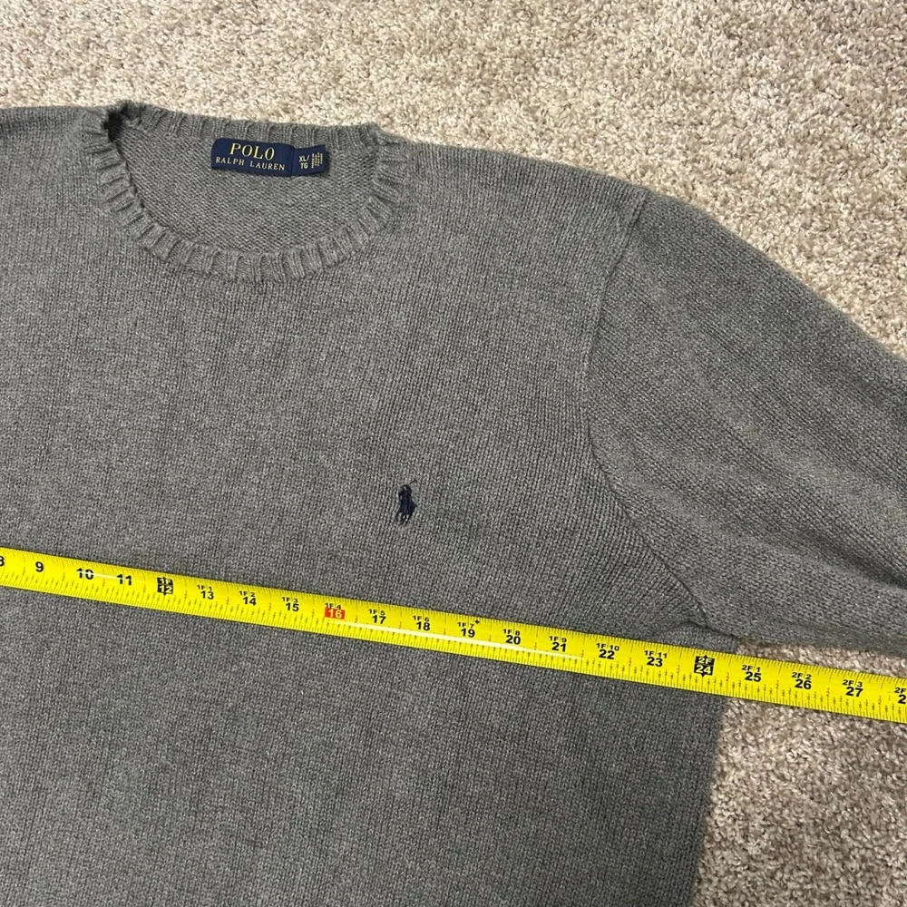 Polo Ralph‎ Lauren Crewneck Sweater Men Size XL Gray Pony Cotton Preppy Knit